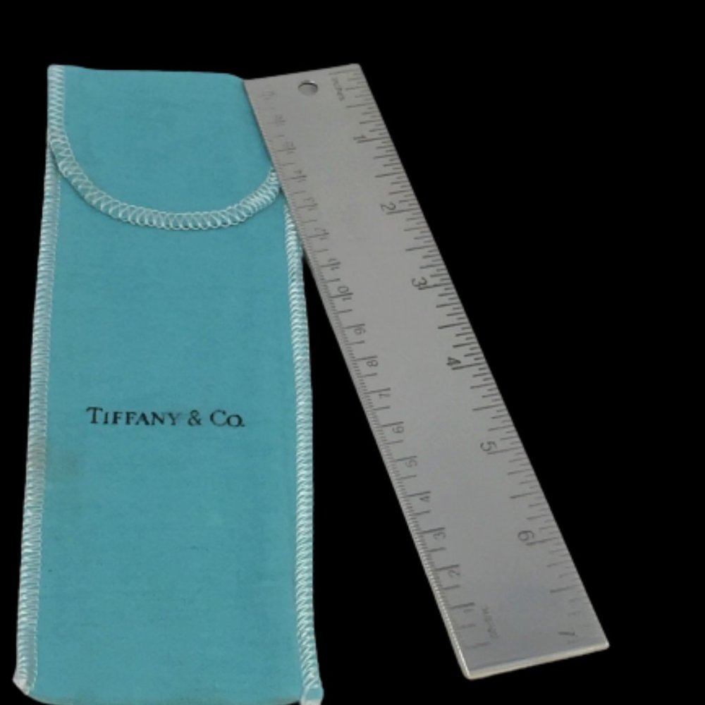 Tiffany & Co. Silver Metric Ruler in Classic Tiffany-Blue Pouch